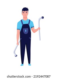 Plomero. Servicio profesional de fontanería. Manejadores de dibujos animados reparando sistemas de ingeniería con herramientas. Servicio de reparación y concepto de mantenimiento. Instalación y suministro de servicios de agua