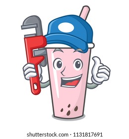 Plumber raspberry bubble tea character cartoon