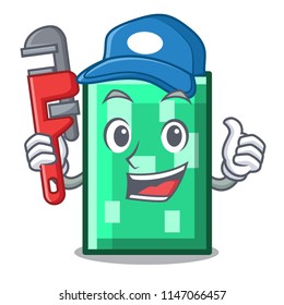 Plumber Rectangle Mascot Cartoon Style