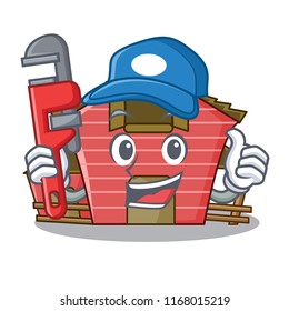 Plumber red storage barn isolated on mascot