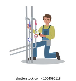 Plumber repair water supply using wrench