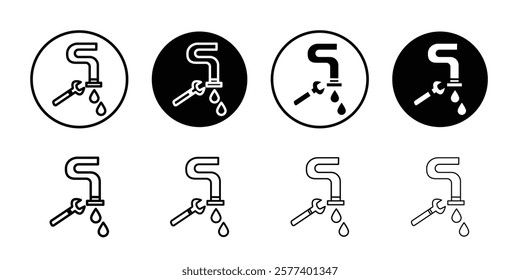Plumber repairing pipe icon Vector logo set flat
