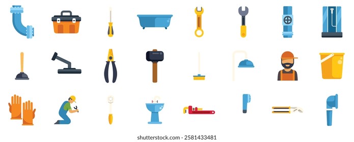 Plumber repairing pipes and equipment, using tools for home maintenance and professional plumbing services
