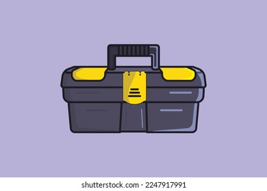 Plumber Repairing Tool Box vector illustration. Plumber working tool equipment icon concept. Toolkit for builder or industrial store. Portable plastic tool box vector design with shadow.