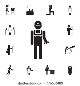 plumber repairs broken parts icon. Set of professions disasters icons. Signs and symbols collection, simple icons for websites, web design, mobile app, info graphics on white background