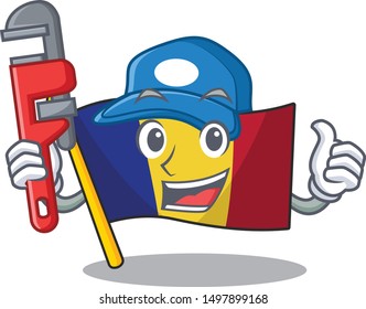 Plumber romanian flag hoisted on character pole
