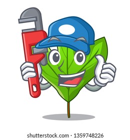 Plumber sassafras leaf in the shape cartoon