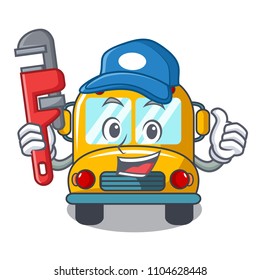 Plumber school bus mascot cartoon