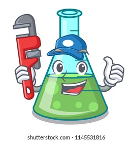 Plumber science beaker mascot cartoon