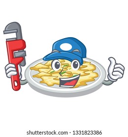 Plumber scrambled egg isolated with in cartoon