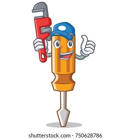 Plumber screwdriver character cartoon style