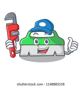 Plumber scrub brush mascot cartoon