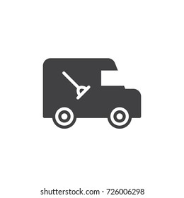 Plumber service automobile icon vector, filled flat sign, solid pictogram isolated on white. Symbol, logo illustration.