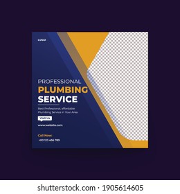 Plumber service Banner social media post template design