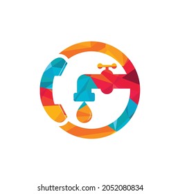 Diseño del logotipo vectorial de la llamada del servicio de fontanería. Concepto del logotipo del servicio de agua.	