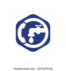 Plumber service call vector logo design. Water service logo concept.	