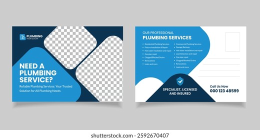 plumber service postcard and direct mail EDDM design template