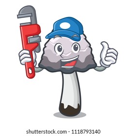 Plumber shaggy mane mushroom mascot cartoon