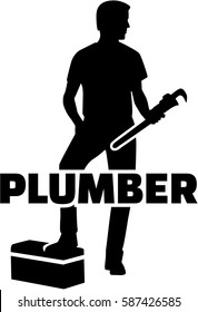 Plumber silhouette with word