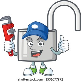 Plumber silver unlock key on white background.