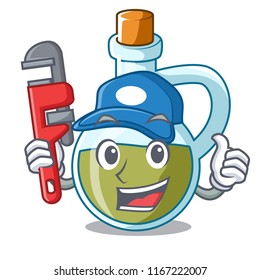 Plumber small bottle of olive oil mascot
