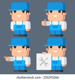 Plumber smiling in various poses