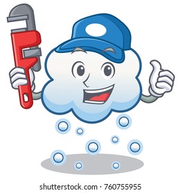 Plumber snow cloud character cartoon vector illustration