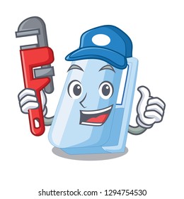 Plumber stapler in a the cartoon wallet