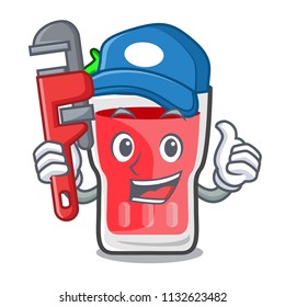 Plumber strawberry mojito mascot cartoon