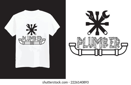 Plumber t shirt, Plumbing logo with hand holding wrench vector inspiration, Design element for logo, poster, card, banner, emblem, t shirt. Vector illustration