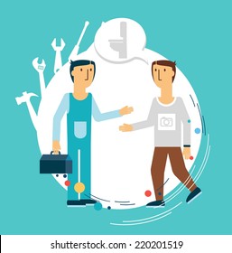 plumber talking with a client illustration