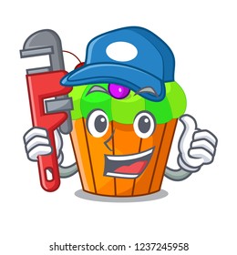 Plumber tasty lemon capcake with cartoon funny