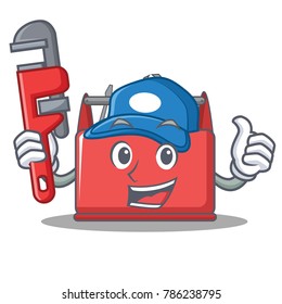 Plumber tool box character cartoon