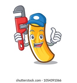 Plumber tortiglioni pasta mascot cartoon