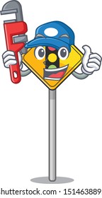 Plumber traffic light ahead on roadside characters