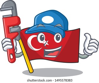 Plumber turkey character flag in mascot drawer