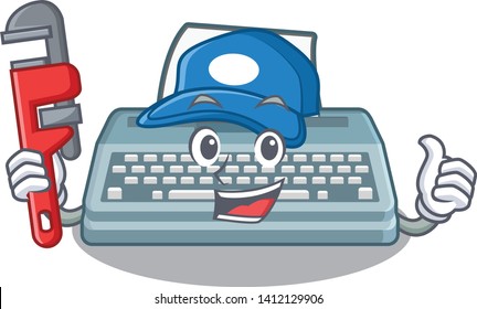 Plumber typewriter in the a mascot closet