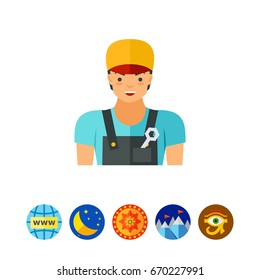 Plumber in uniform vector icon