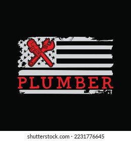 Plumber USA Flag American Plumbing Pipefitter