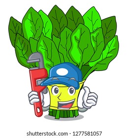 Plumber vegetables spinach isolated on the mascot