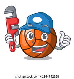 Plumber volleyball mascot cartoon style