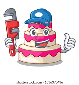 Plumber wedding cake isolated with the mascot