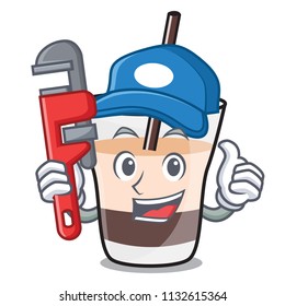 Plumber white russian mascot cartoon