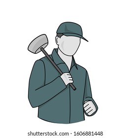plumber in work clothes. vector illustration.