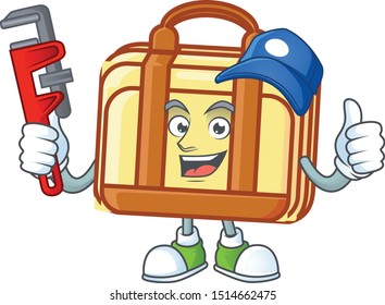 Plumber work suitcase character on white background