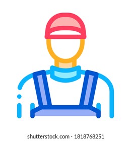 Plumber Worker Icon Vector. Outline Plumber Worker Sign. Isolated Contour Symbol Illustration