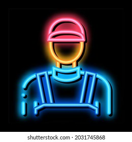 Plumber Worker neon light sign vector. Glowing bright icon Plumber Worker sign. transparent symbol illustration