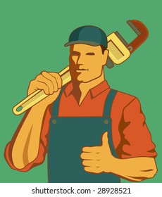 Plumber with Wrench