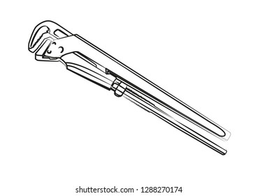 plumber wrench contour vector illustration