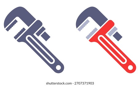 Plumber wrench icon for working with nuts. Flat illustration.